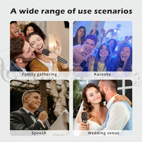 talomen Wireless Microphone,Professional Dual Handheld Cordless Dynamic Mic System with Rechargeable Receiver(160 Ft),Karaoke Microphone Set for Singing,Karaoke,Wedding,DJ,Party,Speech,Church,K60-2