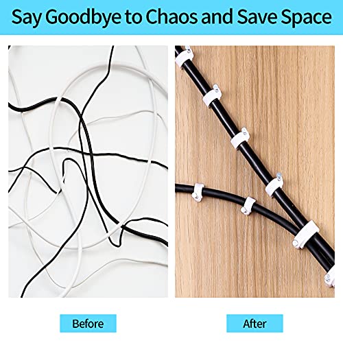 Abnii Cable Clips, 400 Pcs, 4mm 6mm 8mm 10mm, Wire Wall Clips with Steel Nails, Ethernet Cable Clips, Cable Tacks Coax Holder Clips, RG6 RG59 CAT6 RJ45 Cable Cord Clips, White…