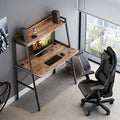 EUREKA ERGONOMIC,43 Inch 2-Tier Home Office Students Study Writing PC Gaming Table with Bookshelf Small Computer Ladder Desk with Storage Shelves,Modern Workstation for Space Saving, Rustic Brown
