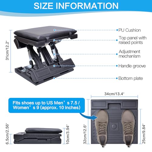 Scalebeard Foot Rest for Under Desk at Work,Height Adjustable Infinite Angle Ergonomic Foldable Footrest for Office, Gaming,Computer, Removable Pad Desk Foot Stool with Massage Beads,All-Season(Black)
