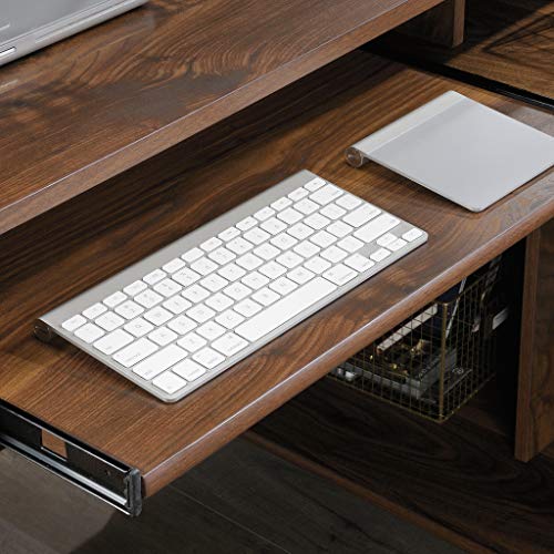Sauder Clifford Place L-Desk, L: 59.06" x W: 53.54" x H: 30.2", in Grand Walnut finish
