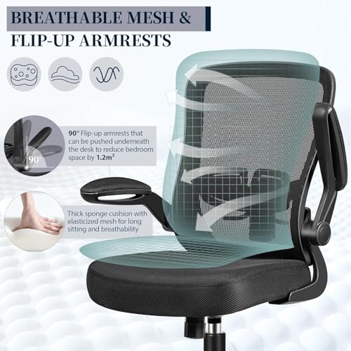 FelixKing Office Chair, Ergonomic Desk Chair with Adjustable Height and Lumbar Support Swivel Lumbar Support Desk Computer Chair with Flip up Armrests for Conference Room (Black),Pack of 10