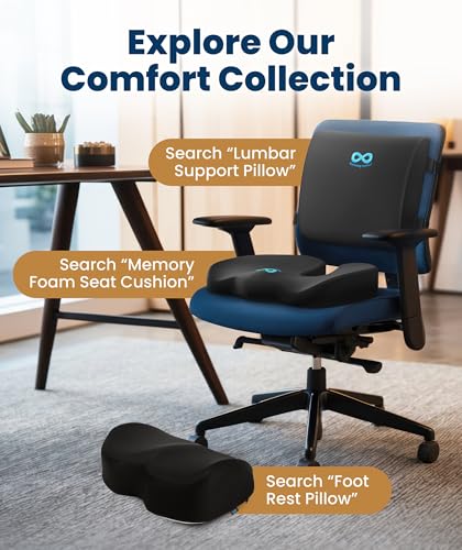 Everlasting Comfort Doctor Recommended Memory Foam Seat Cushion for Office Chairs & Car - Ergonomic Office Desk Accessories - Cushions for Tailbone Pain Relief, Sciatica (Black, Large)