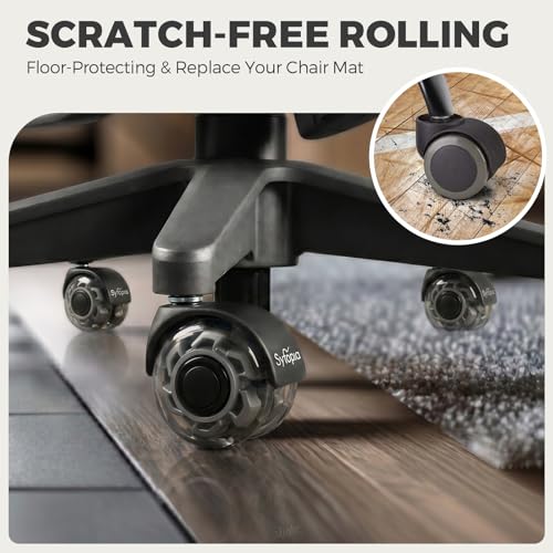 Office Chair Wheels 2" Desk Chair Caster Wheels Smooth Roller Style Quiet for Carpet and Hardwood Floors Universal Fit 11x22 mm Set of 5 Grey
