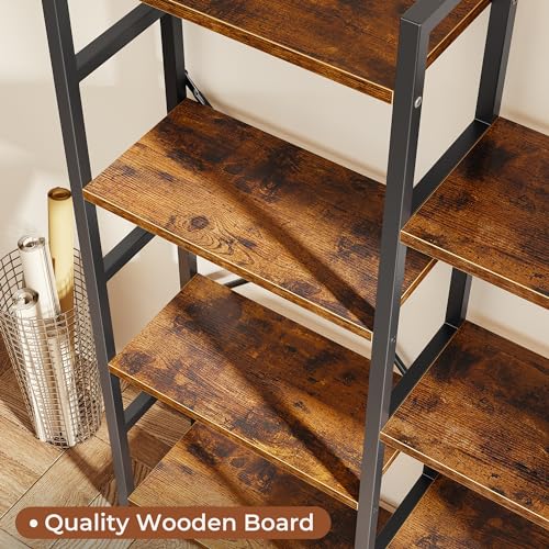 SUPERJARE Triple Bookshelf, Bookcase with 11 Open Display Shelves, Wide Book Shelf Book Case for Home & Office, 4 Tier, Brown,ABC009Z