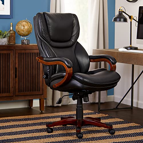 Serta Conway Big and Tall Executive Office Chair - Ergonomic Lumbar Support, Bonded Leather, Padded Armrests, High Back Computer Desk Chair, Black