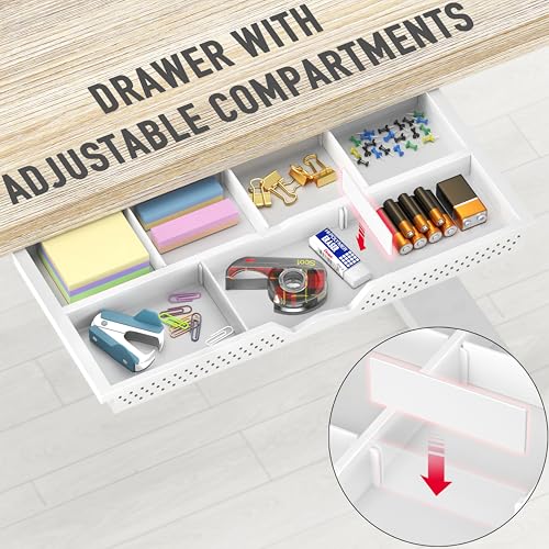 SHW 40-Inch Mobile Electric Height Adjustable Sit to Stand Desk with Drawer, Hanging Hooks and Cable Management, Maple