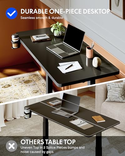 FLEXISPOT H7 Plus Gas Spring Adjustable Standing Desk, Mobile Rolling Sit-Stand Workstation with Wheel, Cordless Stand Up Desk for Small Room & Home Office 32" One-Piece Desktop Black,height 27.6"–45"