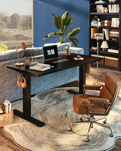 FLEXISPOT EN1 One-Piece Standing Desk, Electric Adjustable with 4 Memory Presets, 176 LBS Capacity, Stable & Quiet, Seamless Desktop for Home Office & Dual Monitors, 48"x30" Black