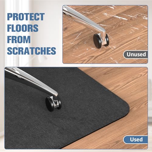 Placoot Desk Chair Mat for Hardwood Floor Corduroy Surface 55''x35'' Office Chair Mat for Rolling Chairs, Under Desk Low-Pile Office Rug Floor Mat