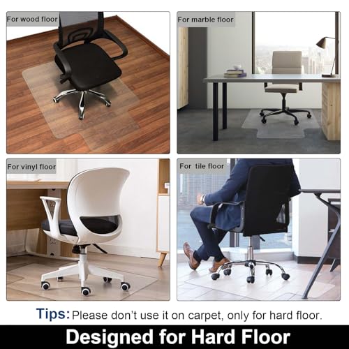 AiBOB Office Chair Mat for Hardwood Floor, 36 X 48 inches, Hard Floor Chair Mats Under Computer Desk, Easy Glide for Rolling Chairs
