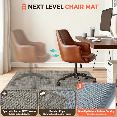 BAGAIL Office Chair Mat for Hardwood Floor, 35"x47" Heavy Duty Computer Chair Mat - Fast Flat & Smooth Glide - Non-Slip Desk Chair Floor Protector for Home Office - Brown