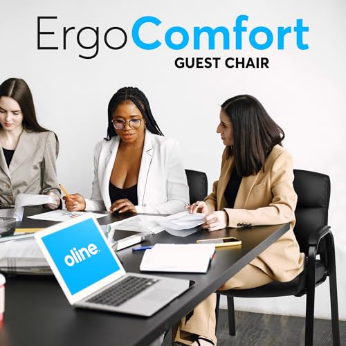 Oline Leather Guest Chair with Padded Arms, Reception Meeting Conference Waiting Room Lobby Home Desk Big and Tall Executive Office Chair, Black (4 Pack)