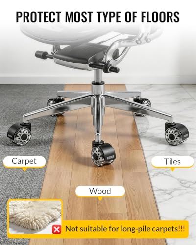 HOLKIE Office Chair Wheels 2 Inch Set of 5 Replacement - Universal Fit 11mm Dual Rubber Smooth Quiet Rolling Casters - for Hardwood Floors Carpet Computer Grey