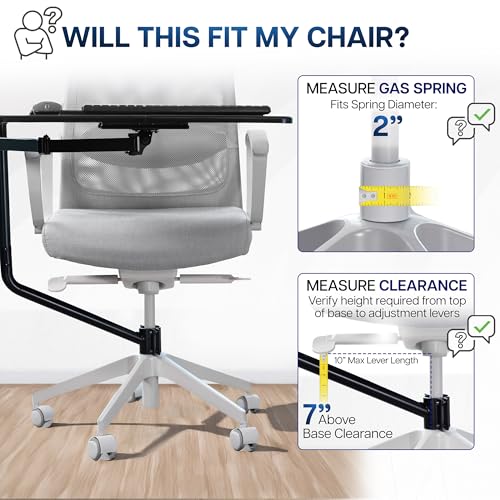 VIVO Office Chair Mounted 26 x 12 Inch Keyboard and Mouse Tray, Ergonomic Tilt, Full Motion 360 Degree Rotation, Black, MOUNT-KB08C