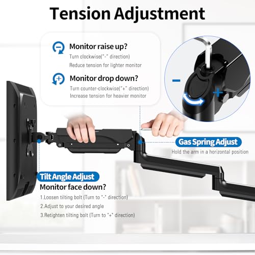 ErgoFocus Triple Monitor Desk Mount for Computer Screens up to 32", Holds up to 19.8 lbs Each, 3 Monitor Arm, Heavy Duty Stand Vesa Mount 75x75, 100x100