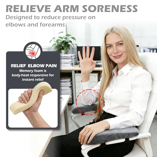 LVYSHOW Soft Office Chair Armrest Pads, Comfort Elbow Pillows, Gray Arm Rest Pads, Set of 2