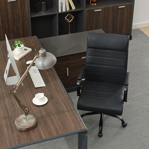 BOWTHY Office Desk Chair,Modern Conference Room Chairs,High Back Ergonomic Home ofiice Chair,Adjustable Height Swivel Executive Computer Chair with Padded Seat and Armrest,Pure Black