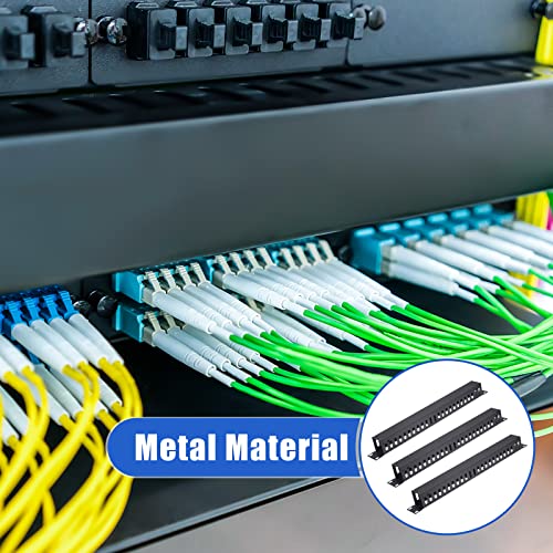 Leinuosen 4 Pcak 1U 19'' Cable Manager 24 Slot Horizontal Rack Mount Wire Management Server Rack Management Metal Finger Duct Wire Organizer with Cover and Mounting Screws for Network Cabinet