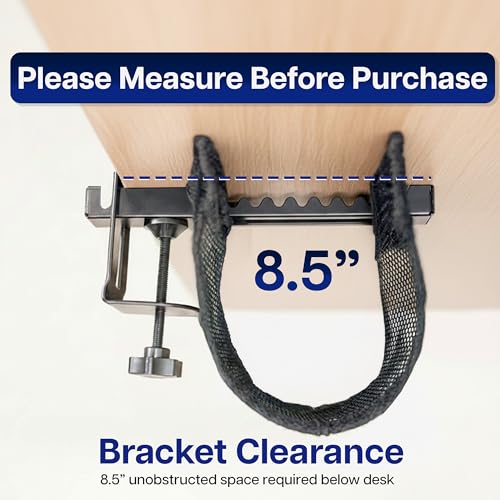 VIVO No Drill Clamp-on 36 inch Mesh Net Under Desk Cable Management Wire Organizer, Adjustable Home Office Standing Desk Cord Storage Sleeve, Black, DESK-AC36MH