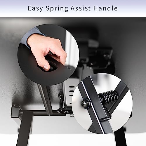 VIVO Ultra-Slim Single Top Height Adjustable Standing Desk Riser, Compact Sit Stand Desktop Converter for Monitor or Laptop, Black, DESK-V001J