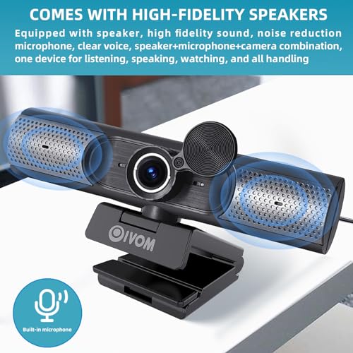 Oivom Webcam with Microphone and Speaker, 1080P Web Camera for Desktop Computer Laptop, USB Camera with Physical Privacy Cover,Plug and Play, Streaming Webcam, Wide Angle PC Cam (1080p mic Speaker)
