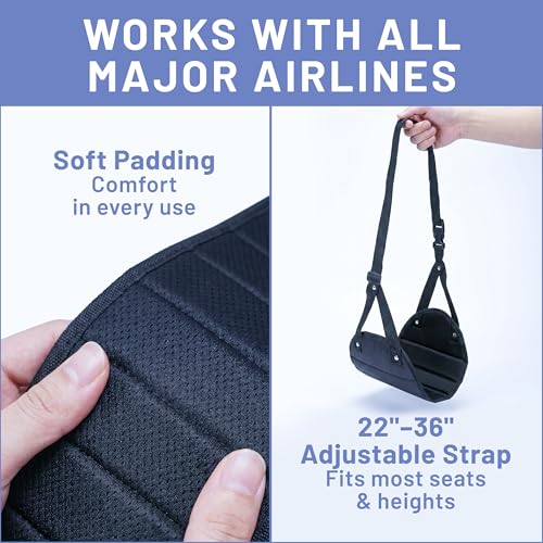 BASIC CONCEPTS Airplane Adjustable Foot Hammock (2 Pack), Perfect or Office Footrest to Relax Your Feet (Memory Foam) - for Travel Accessories, Desk Hammock, Comfy Hanger