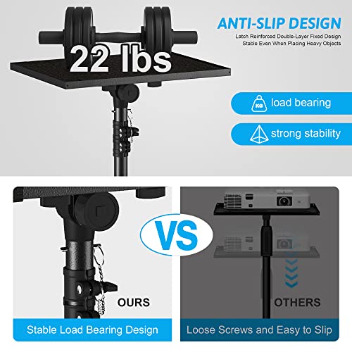 Projector Stand Tripod Adjustable, Laptop Height from 23.5 to 46.5 inches with Gooseneck Phone Holder, Floor for Office, Home, Stage, Studio, DJ Racks Holder Mount, 23.5inch-46.5inch