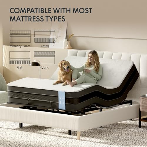 FLEXISPOT Adjustable Bed Frame Base Queen, Head and Foot Incline, Zero Gravity, One-Touch Flat, 2 Memory Settings, Wireless Remote, Flashlight, Whisper Quiet Durable Motor, Mattress Holder, S2E-PRO