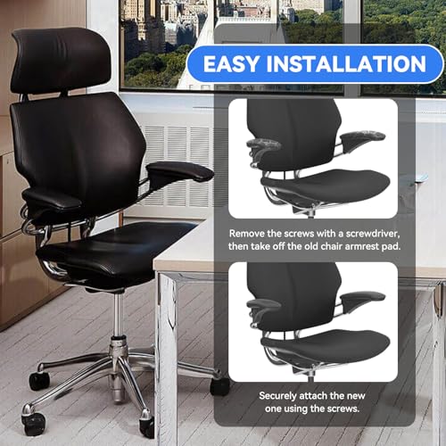 SINOLUXE Arm Pads Replacement for Humanscale Freedom Office Chair, Only for Height Adjustable Arm, Black, 1 Pair