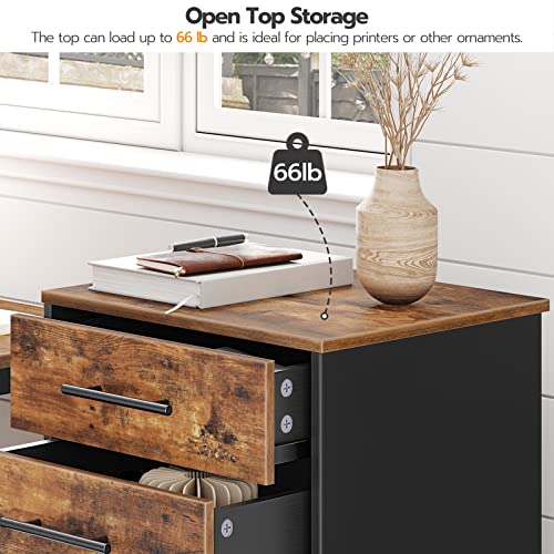 HOOBRO 7-Drawer File Cabinet, Wooden Office Cabinet with Drawers, Mobile Storage Filing Drawer for Home Office, Study, Easy Assembly, Rustic Brown and Black BF07WJ01