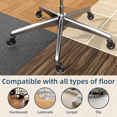 WEWILL Office Chair Wheels - Rubber Casters Replacement Universal Fit 98% Chair(Set of 5) Heavy Duty 3 Inch Smoothly & Quietly Safe for All Floor, Hardwood, Tile, Carpet, Noise Free - Clear