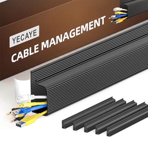 YECAYE 6 Pack Cable Management, Cord Organizer, Cable Organizer, Adhesive Mount Cord Organizer for Desk, No-Drill Desk Wire Management for Home Office, Baby proofing, Black