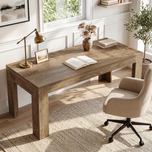 Tribesigns 63-Inch Office Desk, Modern Executive Desk with Large Tabletop, Wooden Computer Desk, Long Workstation for Home Office, Light Brown