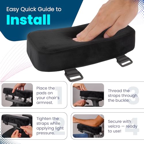 Ergo Office Arm Rest Cushion - Set of 2 Office Chair Arm Pads for Elbow Pain Relief - Computer Office Chair Arm Covers for Comfortable Desk Setup