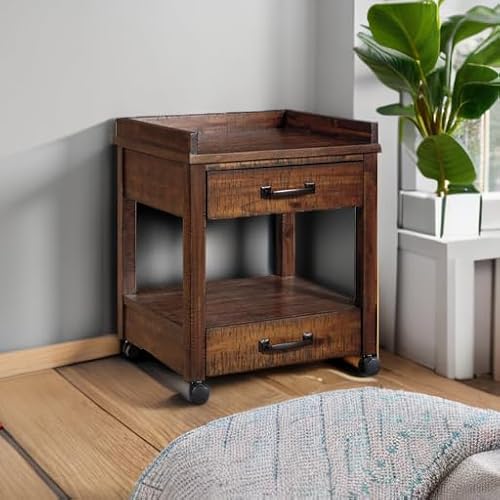 Signature Design by Ashley Baldridge Office Printer Stand, Storage, Electrical Outlets, USB Charing Ports, Wood, 21" W x 18" D x 24.63" H, Brown