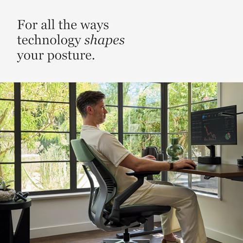 Steelcase Gesture Office Chair - Ergonomic Work Chair with Wheels for Carpet - Comfortable - Intuitive-to-Adjust for Desk - 360-Degree Arms - Graphite Gray Fabric