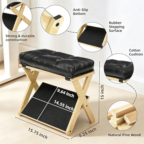 HOMELYSTBO Foot Rest Under Desk at Work, Under Desk Footrest with Double Step Wooden Ergonomic Design, Non-Slip EVA Surface, Office Foot Stool for Posture Support, Leg Relief, Home Office & Gaming