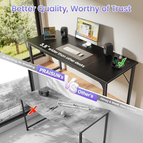 PRAISUN 63 X 24 Inch Office Computer Desk with Power Outlets and USB-C Port, Larger and Longer Gaming Desk, for Home Office, Study, Writing Work from Home Table, Metal Frame, Black