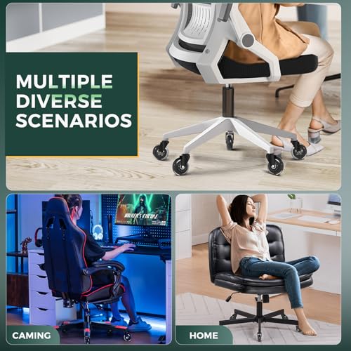 COMHOMA 5PCS Office Chair Wheels, Upgraded Heavy Duty Caster Wheel for Gaming Chairs, 4.5 Inch Smooth & Silence Rubber Wheels Fits Most Chair Replacement, Safe Casters for All Floor Carpet