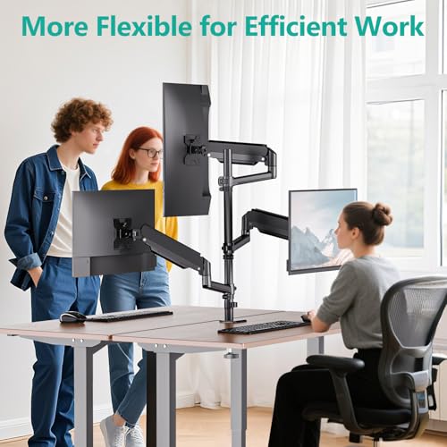 WALI Triple Monitor Mount for 13-34 inch Screens, Full Adjustable 3 Monitors Desk Mount with Clamp & Grommet Base, Triple Monitors Arm, up to 19.8lbs Each, VESA 75x75 100x100 mm (GSDM003XL), Black