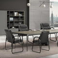 Sweetcrispy Waiting Room Guest Chair Set of 4, Stationary Office Reception Chairs No Wheel, Comfy Padded Arms and Seld Base, for Conference Room Lobby Home Computer Desk Bedroom Elderly, Deep Black