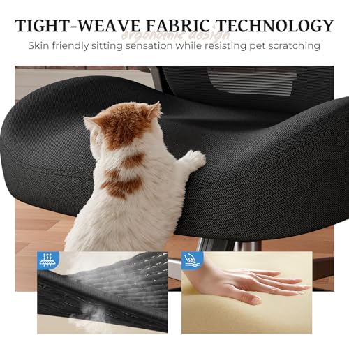 FAMIDOLE Ergonomic Office Chair - Office Desk Chair with Adjustable Lumbar Support - Mesh Comfy Chair with Flip-Up Arms - Heavy Duty Gaming Chairs for Adults Home and Business