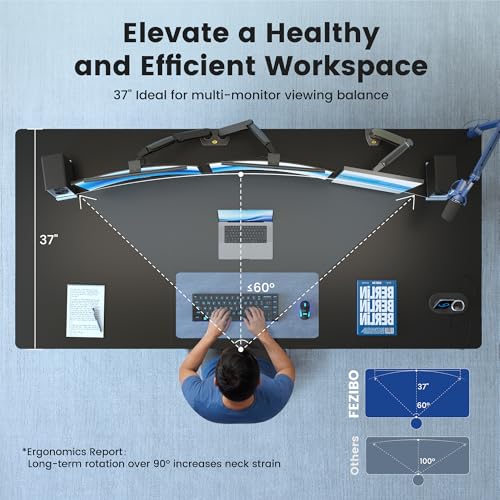 FEZIBO 71 x 37 Inch Electric Standing Desk with Integrated Dual-Beam & Cable Management, Memory Height Adjustable Computer Desk for Home Office Workstation, 1" Thick Large 3-Piece Tabletop Black