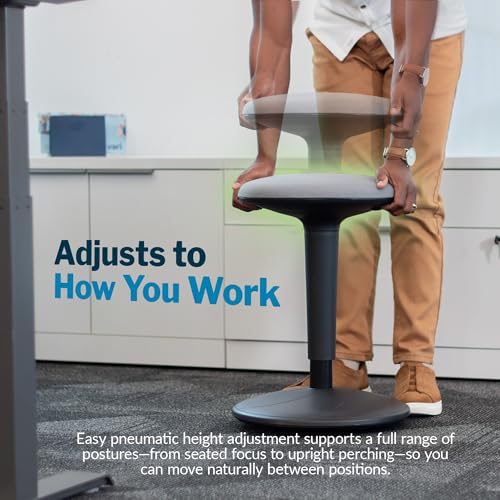 Vari Balance Stool for Standing Desk – Ergonomic Active Sitting for Home Office – Adjustable Height 22" to 29", 360 Degree Rocking Base, 275 lb Support – Black/Cool Grey