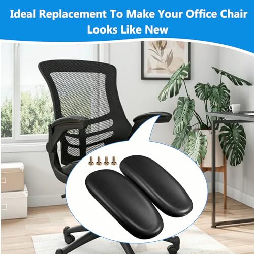 Dpwrrot Office Chair Replacement Armrest Arm Pads Caps Fit Univeral Desk Chair Arms 4" Mounting Hole with Mounting Hole Patterns Screws (1 Pair) Black
