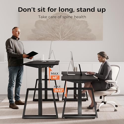 EUREKA ERGONOMIC Standing Gaming Desk, 63inch Executive Computer Desk Adjustable Height Desk Modern Trapezoidal Leg,Touch Screen,Black