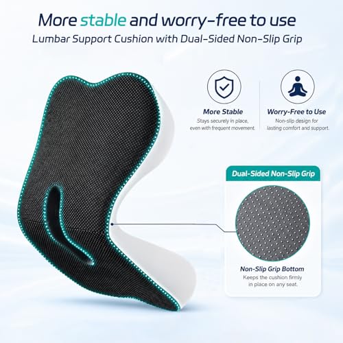 Synthcore Back and Seat Cushion for Office, Back & Tailbone Pain Relief, Raised Cushion for Lumbar and Butt, Double-Sided Anti-Slip, Improves Sitting Posture, Ergonomic Memory Foam Lumbar Cushion