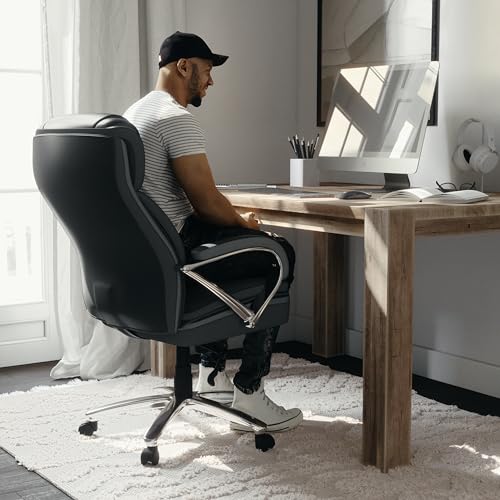 Flash Furniture HERCULES Series Big & Tall 500 lb. Rated Black LeatherSoft Executive Swivel Ergonomic Office Chair with Extra Wide Seat