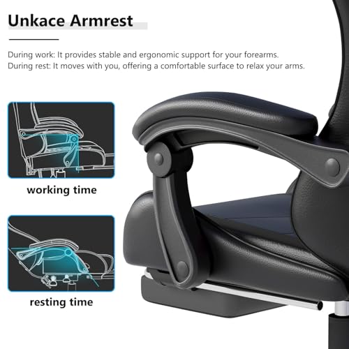 OS MOTOR Gaming Chair with Headrest and Lumbar Support, Ergonomic High Back Office Chair, Racing Style Executive Computer Desk Chair, Leather Adjustable Swivel Task Chair for Home Office (Black)